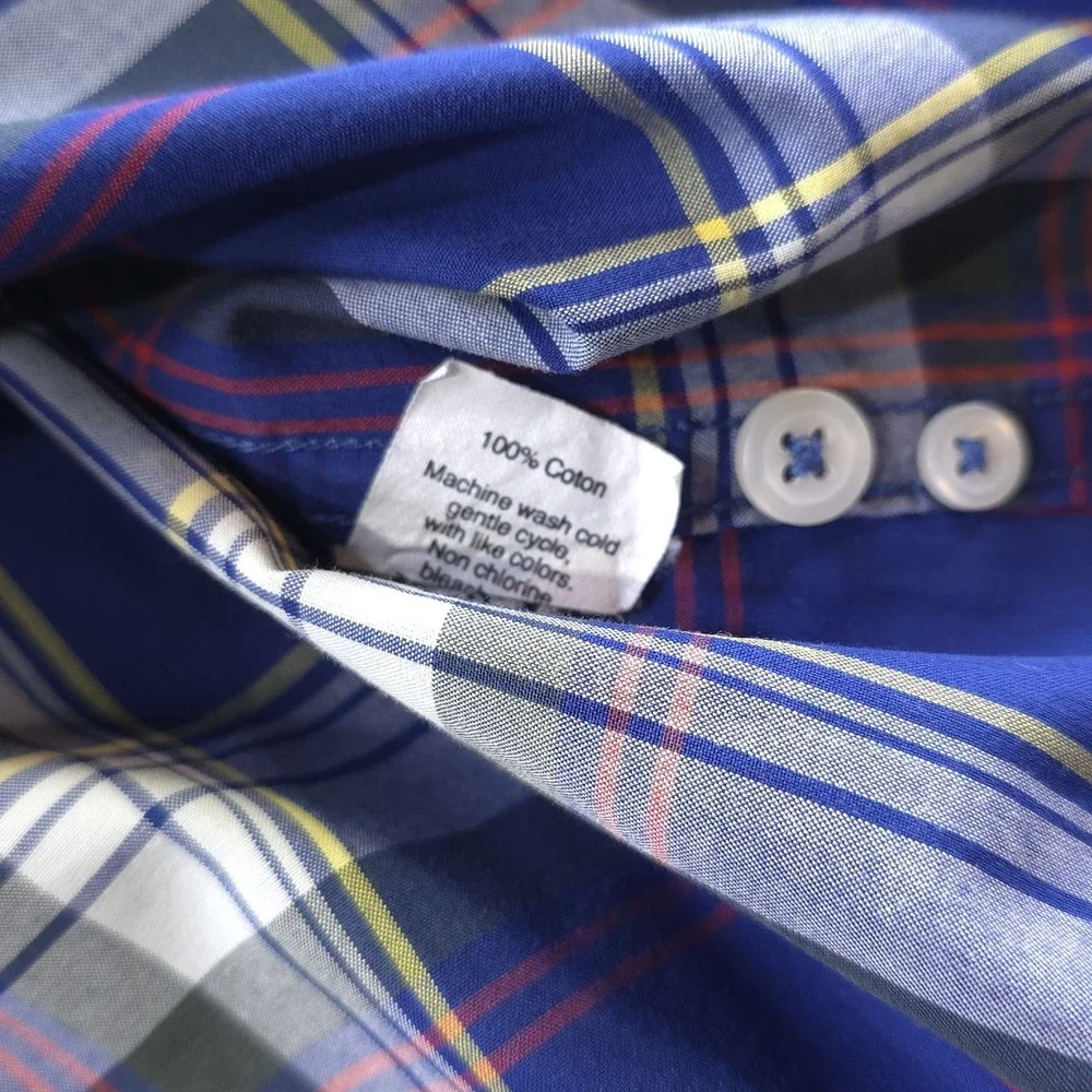 J Crew Tartan Shirt‎ Medium Blue Green Plaid Long Sleeve Button Down